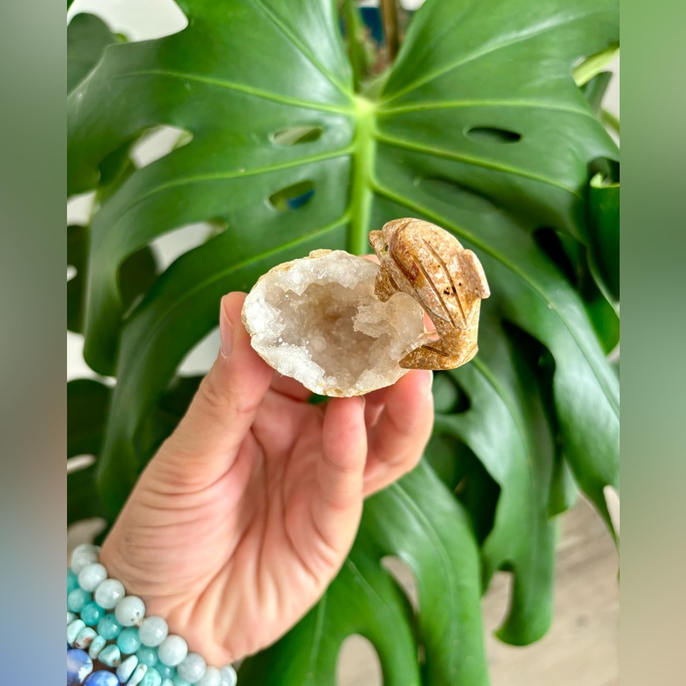 Dolphin Carving on Quartz Geode - Picture 3 of 4